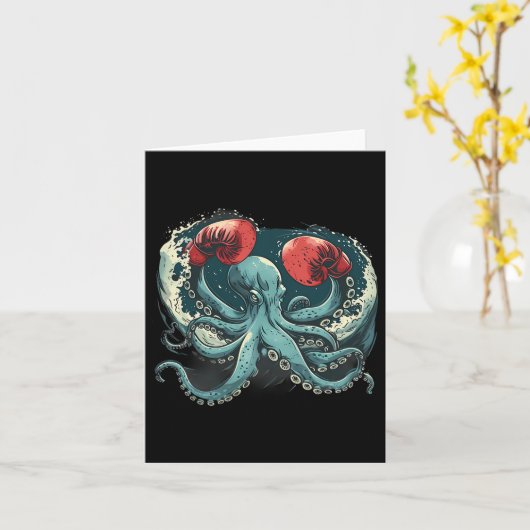 Boxer Octopus Lover Ocean Sea Creature Funny Boxen Karte (Gelbe Blume)