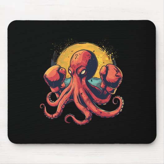 Boxer Octopus Lover Ocean Sea Creature Funny Boxen Mousepad (Vorne)