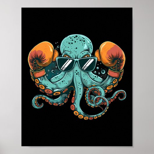 Boxer Octopus Lover Ocean Sea Creature Funny Boxen Poster (Vorne)