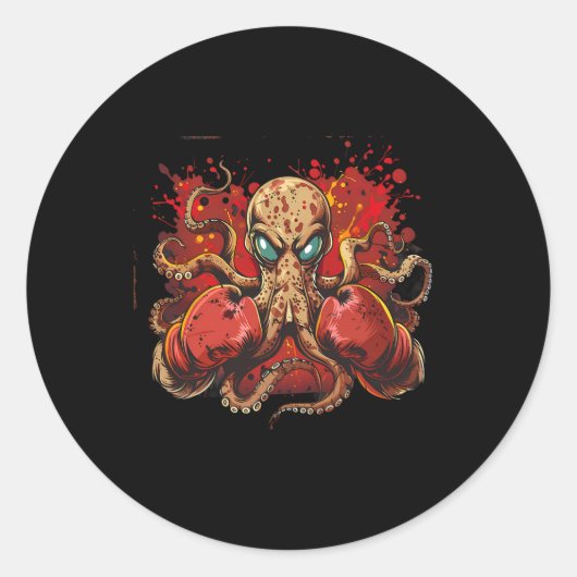 Boxer Octopus Lover Ocean Sea Creature Funny Boxen Runder Aufkleber (Vorderseite)