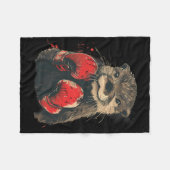 Boxer Otter mit Boxhandschuhen Kickboxen Lustig Bo Fleecedecke (Vorderseite (Horizontal))