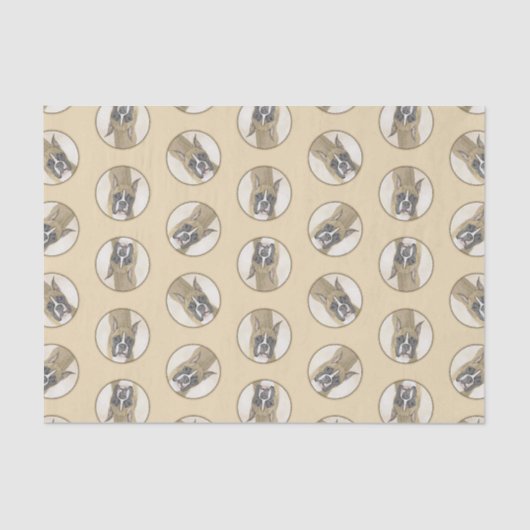 Boxer Painting Fawn Cropped DockingNiedliche Hundk Seidenpapier (Vorderseite)