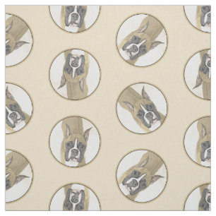 Boxer Painting Fawn Cropped DockingNiedliche Hundk Stoff