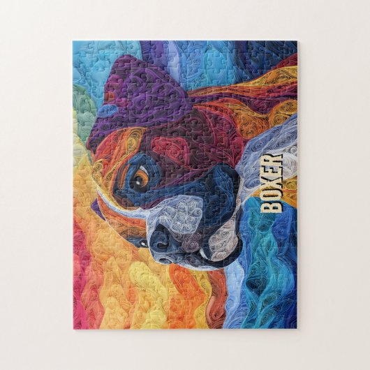 Boxer Paper Quilling Art Dog Portrait Puzzle (Vertikal)