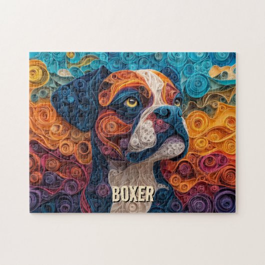 Boxer Paper Quilling Art Dog Portrait Puzzle (Horizontal)