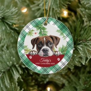 Boxer Personalisiert First Christmas Keramik Ornament