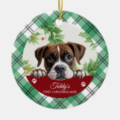 Boxer Personalisiert First Christmas Keramik Ornament (Vorne)