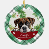 Boxer Personalisiert First Christmas Keramik Ornament (Hinten)