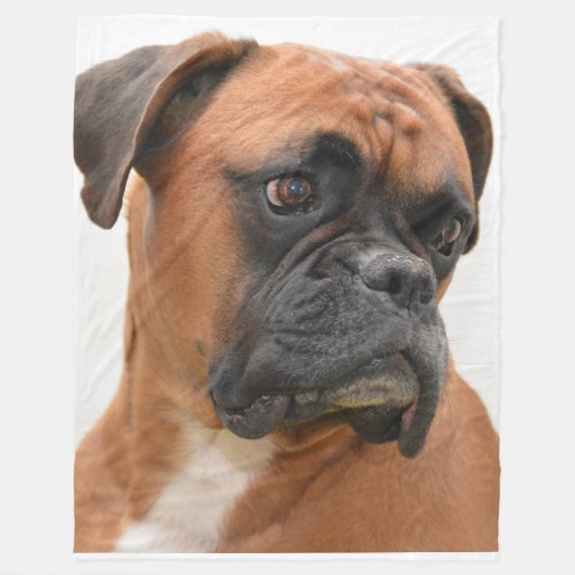 Boxer-Portrait Fleecedecke (Vorderseite)