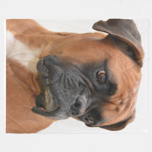 Boxer-Portrait Fleecedecke (Vorderseite (Horizontal))