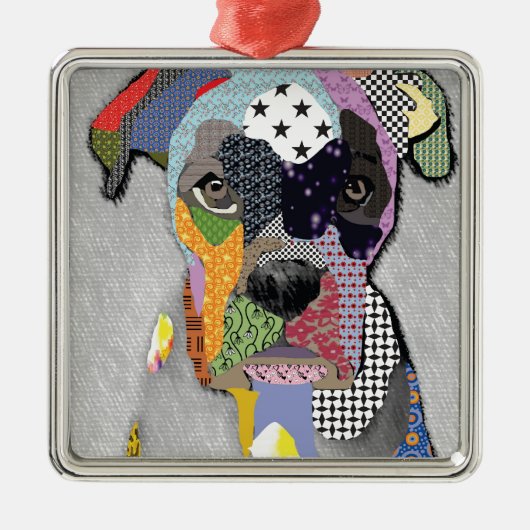 Boxer Portrait Ornament Aus Metall (Vorne)