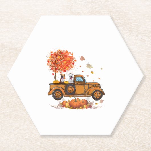 Boxer Pumpkins Lkw Herbstleaf Fall Erntedank Untersetzer (Vorderseite)