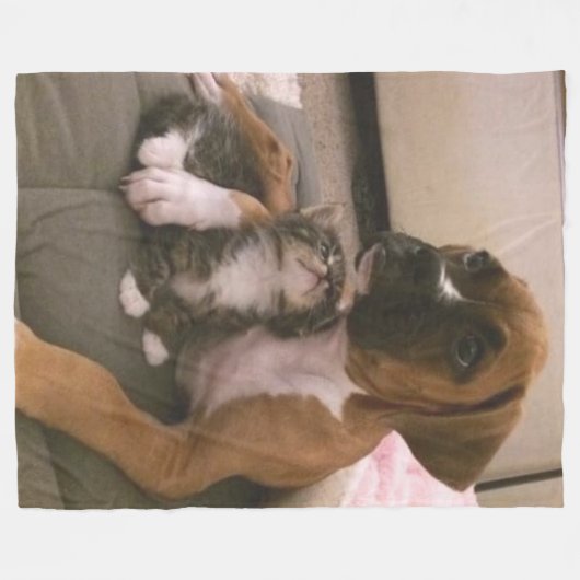 BOXER PUPPY and KITTEN Fleecedecke (Vorderseite (Horizontal))