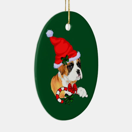 Boxer Puppy Christmas Keramikornament (Rechts)