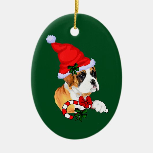 Boxer Puppy Christmas Keramikornament (Vorne)