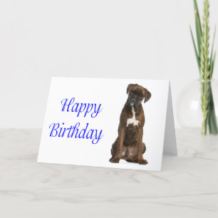Boxer Puppy Dog Happy Birthday Card - Verse Karte