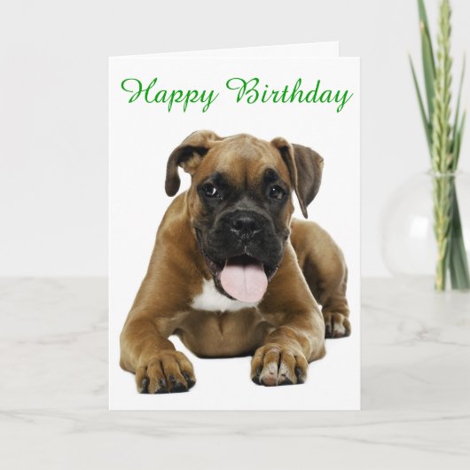 Boxer Puppy Dog Happy Birthday Card - Verse Karte (Vorderseite)
