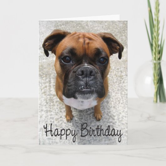 Boxer Puppy Dog Happy Birthday Card - Verse Karte (Vorderseite)