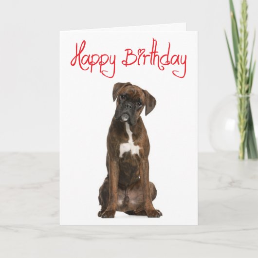 Boxer Puppy Dog Happy Birthday Card - Verse Karte (Vorderseite)