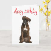 Boxer Puppy Dog Happy Birthday Card - Verse Karte (Gelbe Blume)