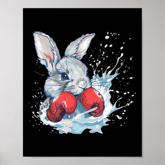 Boxer Rabbit With Boxing Gloves Kickboxing Funny B Poster (Vorne)