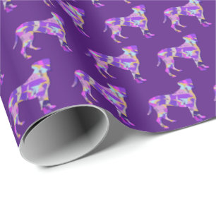 Boxer Rasse Hund Silhouette Farbenfroh Lila Geschenkpapier