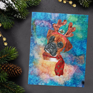Boxer-Rasse Hund Weihnachten Puzzle