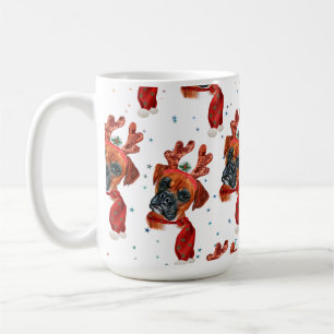 Boxer-Rasse Wasserfarben-Hundemuster Sterne Weihna Kaffeetasse