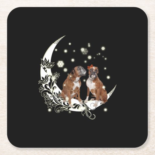 Boxer Rechteckiger Pappuntersetzer (Vorderseite)