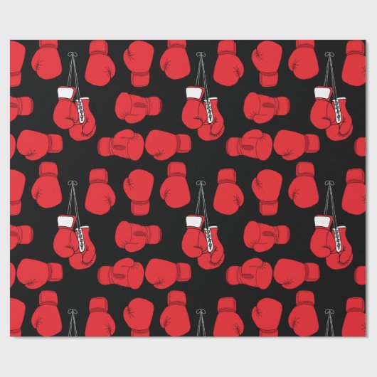 Boxer Red Boxing Gloves Gemustert Geschenkpapier (Flach)