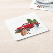 Boxer Red Truck Frohe Weihnachten Snowman Dog Love Rechteckiger Pappuntersetzer (angewinkelt)