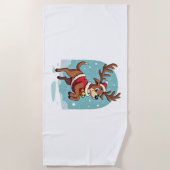 Boxer Reindeer Dash Strandtuch (Vorderseite)