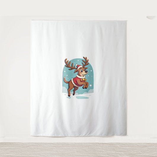 Boxer Reindeer Dash Wandteppich (Vorderseite)