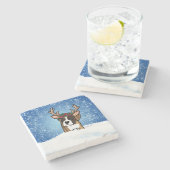 Boxer Reindeer Stone Untersetzer (Seitenansicht)