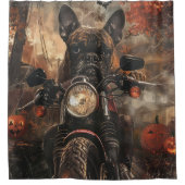 Boxer Riding Motorrad Halloween Beängstigend Duschvorhang (Vorderseite)