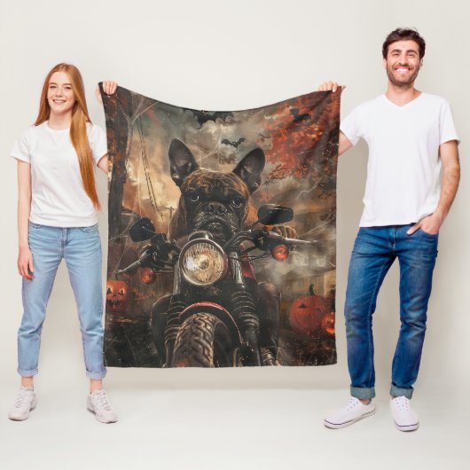 Boxer Riding Motorrad Halloween Beängstigend Fleecedecke (Beispiel)