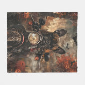 Boxer Riding Motorrad Halloween Beängstigend Fleecedecke (Vorderseite (Horizontal))