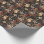 Boxer Riding Motorrad Halloween Beängstigend Geschenkpapier (Ecke)