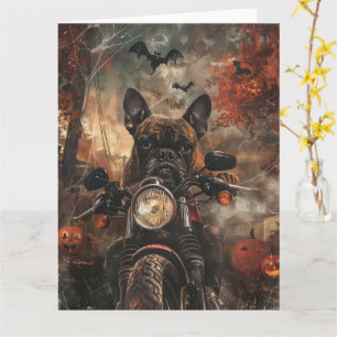 Boxer Riding Motorrad Halloween Beängstigend Karte