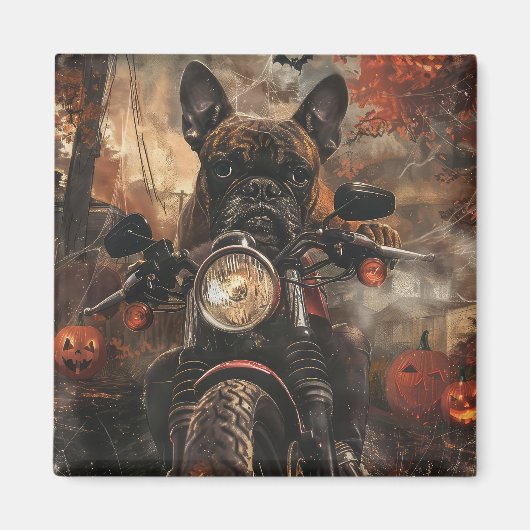 Boxer Riding Motorrad Halloween Beängstigend Magnet (Vorne)