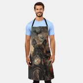 Boxer Riding Motorrad Halloween Beängstigend Schürze (Getragen)