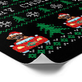Boxer Riding Red Car Ugly Christmas Sweater Dog Poster (Ecke)