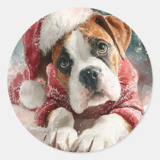 Boxer Round Round Christmas Sticker (Vorderseite)