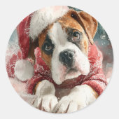 Boxer Runde Weihnachtssticker Runder Aufkleber (Vorderseite)