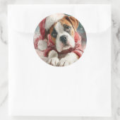 Boxer Runde Weihnachtssticker Runder Aufkleber (Tasche)