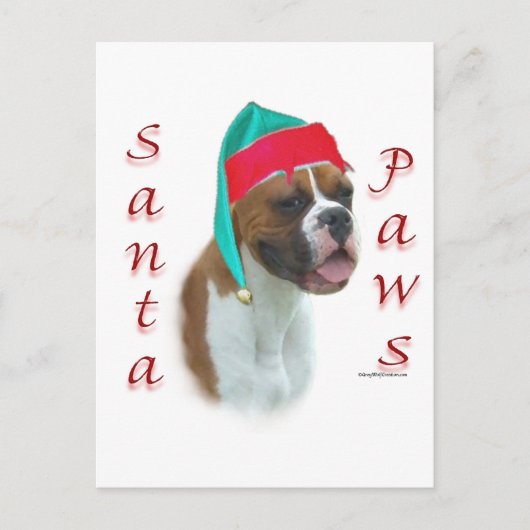 Boxer Santa Paws Feiertagspostkarte (Vorderseite)
