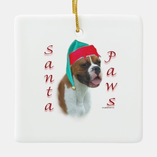 Boxer Santa Paws Keramikornament (Vorderseite)