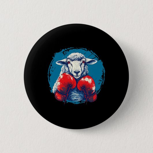 Boxer-Schaf mit Boxhandschuhen Kickboxen Lustiger Button (Vorderseite)