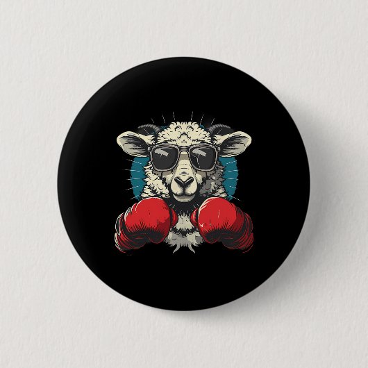 Boxer-Schaf mit Boxhandschuhen Kickboxen Lustiger Button (Vorderseite)