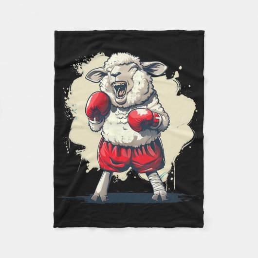 Boxer-Schaf mit Boxhandschuhen Kickboxen Lustiger Fleecedecke (Vorderseite)